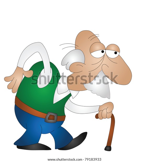 Old Man Walking Stick Isolated On Stock Illustration 79183933 ...