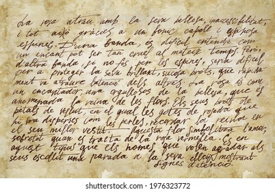 Old manuscript vintage letter handwriting calligraphy texture.Abstract retro unreadable brown ink-written text.Textured aged parchment paper pattern background.Scrapbook inscription template.Lettering - Shutterstock ID 1976323772