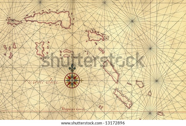 Old Map Compass Rose Stock Illustration 13172896