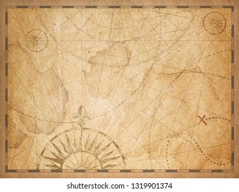 Old Medieval Nautical Vintage World Map Stock Photo (Edit Now) 1236557221