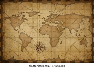 old nautical vintage world map theme background