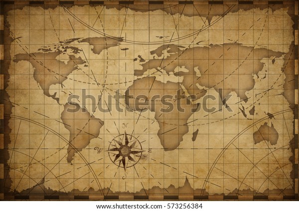 古い海のビンテージ世界地図のテーマ背景 のイラスト素材