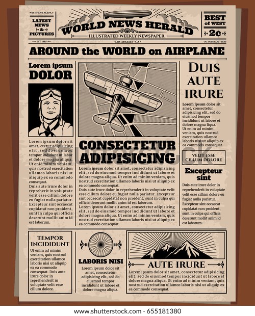 old newspaper vintage newsprint template retro 库存插图 655181380 retro newspaper template