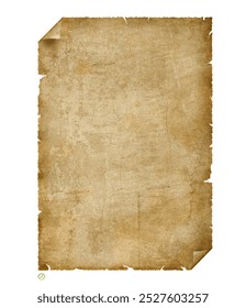Old paper background, Paper treasure map. Old parchment scroll. Papyrus, Ancient manuscript. Antique document. Vintage torn sheets. Historical curled page, 3d illustration, 3d rendering