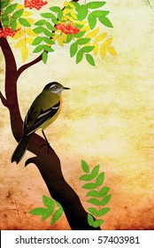 old paper with bird