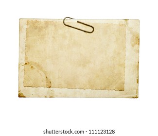 Old Paper Cards With Clip Isolated On White