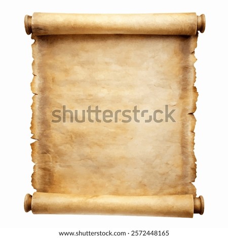 old paper scroll ancient papyrus isolated on white backgrounds.