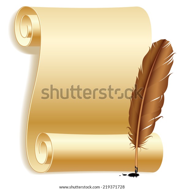 Old Paper Scroll Feather Stock Illustration 219371728