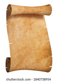 Old paper scroll isolated on a white background. Clipping path included. 3d illustration