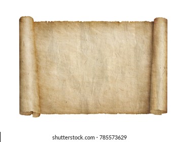 Old paper scroll isolated on white background
