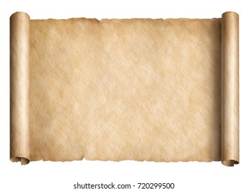 Old paper scroll or parchment isolated horizontally oriented 3d illustration