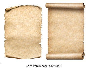 Old Paper Scrolls Or Parchments 3d Illustration Set