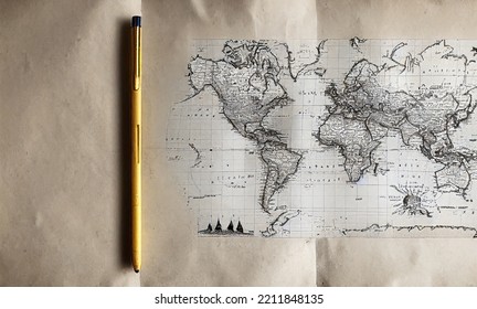 Old Paper With Old World Map