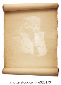 Old papyrus with face of Sphinx