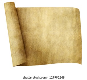 Old Parchment Paper Scroll Isolated On White Background