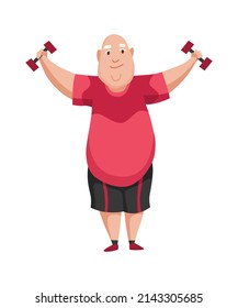 Old People Exercises. Healthy Active Lifestyle Of Older Male. Elderly People Doing Morning Gymnastic. Old Man Doing Exercises With Dumbells