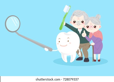 old people selfie with teeth on the blue background - Powered by Shutterstock