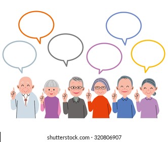 Old People Talking With Speech Balloon