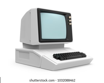Old personal computer isolated on a white background. 3d illustration