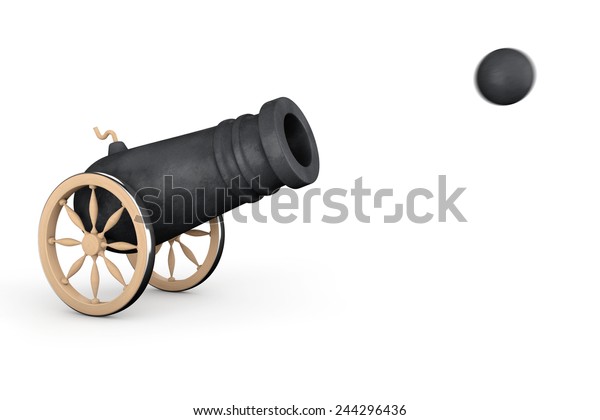 白い背景に古い海賊大砲 のイラスト素材 244296436