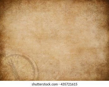 Old pirates treasure map with compass background
