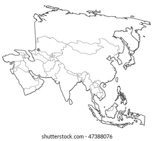 Asia Map Countries Stock Vector (Royalty Free) 255669859