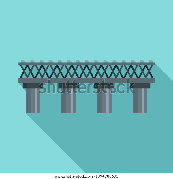 Old railroad bridge icon. Flat\
illustration of old railroad bridge icon for web\
design