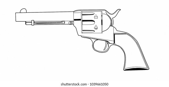 Old Revolver Of 19th Century.