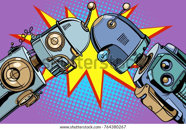 Old Robot Vs New Pop Art のイラスト素材 Old Robot Vs New Pop Art のイラスト素材