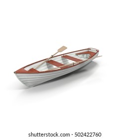 Old Row Boat Isolated On White. 3D Illustration