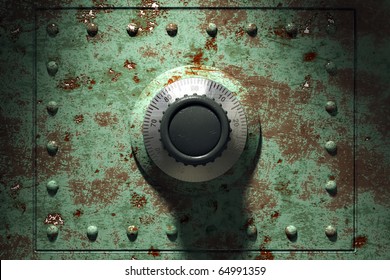 Old and rusty bank vault, 3d render