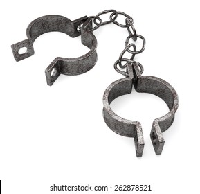 Old Rusty Shackles Isolated On White. 3d Render