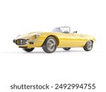 Old School Vintage Classic Racing Coupe Cabriolet Car Isolated on White Background, Luxury Convertible Sport Automobile, Vehicle, Motor Transport Concept, 3D Rendering