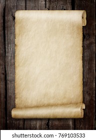 Old Scroll Paper On Wood Plank