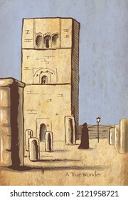 Old Sketchbook Drawing Of Tower