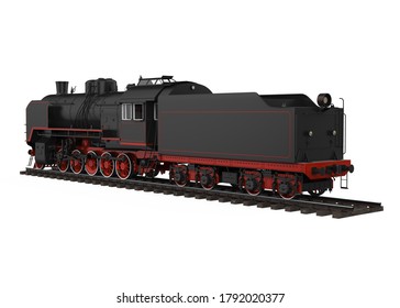 Old Steam Locomotive Isolated. 3D Rendering