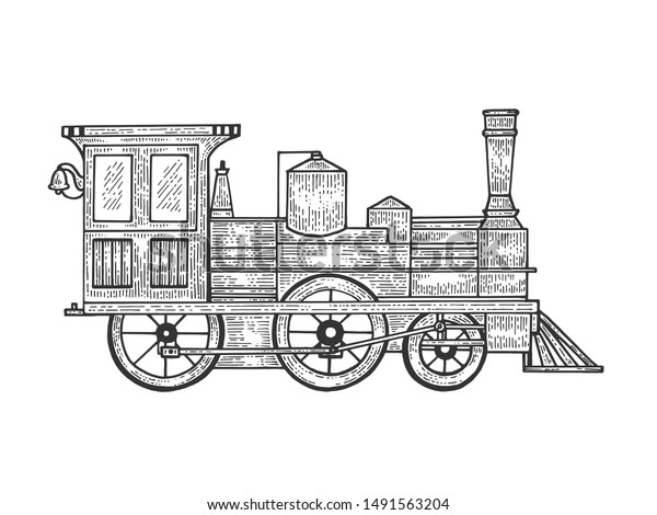 Old steam locomotive train transport sketch
line art engraving raster illustration. Scratch board style
imitation. Black and white hand drawn
image.