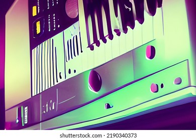 Old Stereo Illustration With Vibrant Colors And Lights