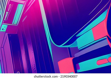 Old Stereo Illustration With Vibrant Purple Colors And Lights