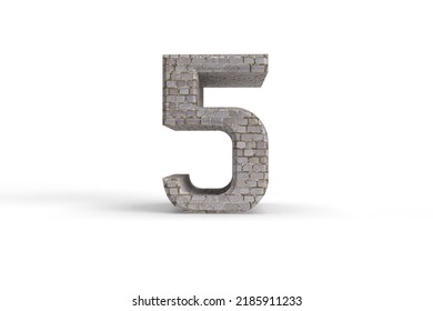 Old Style Brick Stone Number 5 For Super Construction Or Development Business. 3d Rendering
