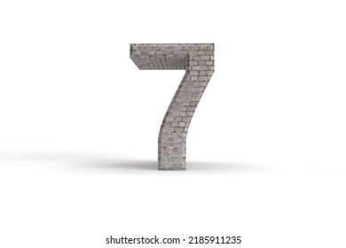 Old Style Brick Stone Number 7 For Super Construction Or Development Business. 3d Rendering