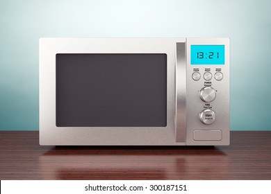 Old Style Photo. Microwave Oven On The Table