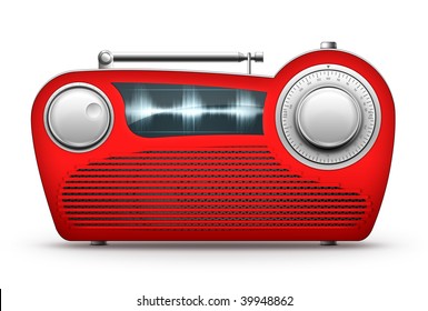 Old Style Radio On The White Background. Computer Design, 2D Graphics