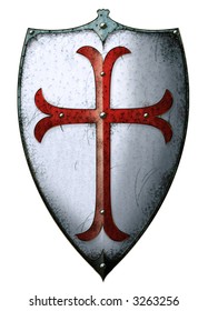 Old Templar Shield With Red Cross