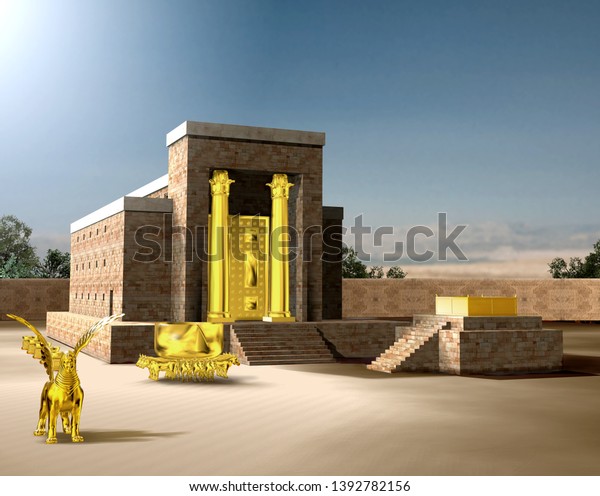 From the Old Testament, the\
Jewish Temple of Solomon was the first holy temple of the ancient\
Israelites, located in Jerusalem and built by King Solomon, 3d\
render 