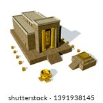 Old Testament, the Temple of Solomon was the first holy temple of the ancient Israelites, located in Jerusalem and built by King Solomon, 3d render isolated on white background