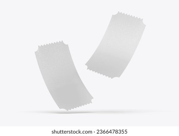 Old ticket for mock up design or design presentation. 3d illustration.	