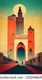 Old Tourist Poster On The North Of Africa Corresponding To Morocco, Tunisia And Algeria