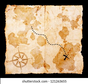 Old Treasure Map With Clipping Path