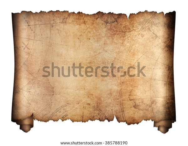 Old Treasure Map Roll Isolated On Stock Illustration 385788190